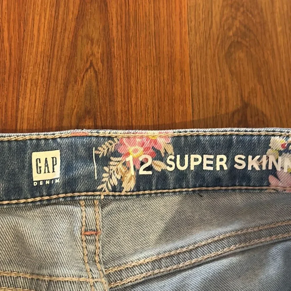 GAP floral super skinny kids jeans size 12